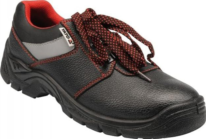 Yato Low Court Lace-Up Safety Shoes, YT-80555, Black, Size 42