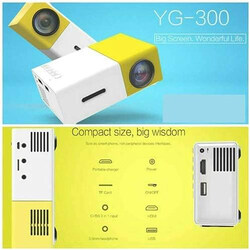 YG300 Mini Portable Projector, Yellow/White