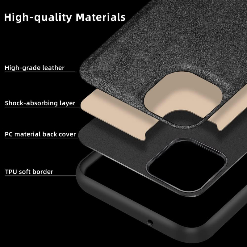 X-level Apple iPhone 13 Pro 6.1" Anti-Scratch Premium Leather Soft TPU Bumper Shockproof Protective Mobile Phone Cover Case, Black