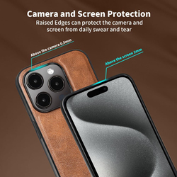 X-Level Apple iPhone 15 Pro Max 2023 Slim Protective Luxury Rugged Shockproof Anti-Scratch Non-Slip Mobile Phone Case Cover, Brown