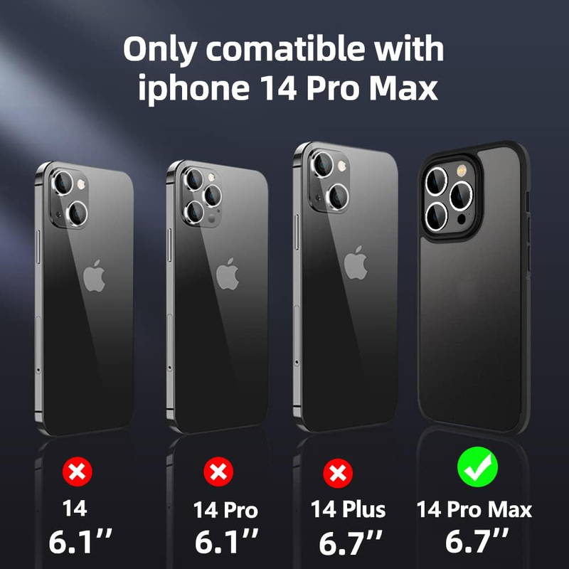 X-Level 6.7-inch Apple iPhone 14 Plus (2022) Frosted Translucent Thin Military Grade Drop Protection Anti-Drop Hard PC Slim Protective Mobile Phone Case Cover with Soft Silicone Edge, Black