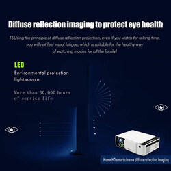 T5 Portable High Definition 1080P Projector, White