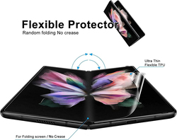 Samsung Galaxy Z Fold 4 2 Front Tempered Glass Screen Protector with 2 Inner Soft TPU Film Shields & 2 Camera Lens Protector, Clear