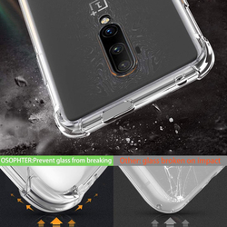 Osophter OnePlus 7T Pro Transparent Reinforced Corners TPU Shock-Absorption Flexible Mobile Phone Case Cover, Clear