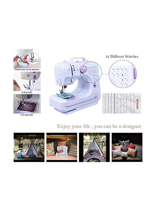 Multi-Functional Mini Household Sewing Machine, White