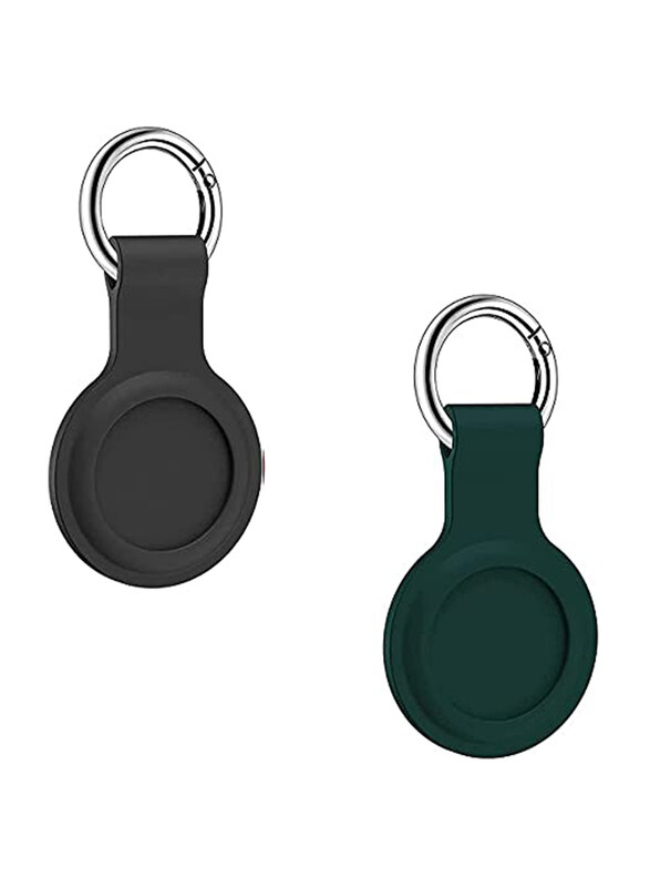

Generic Apple Airtag Silicone Protective Case Cover, 2 Pieces, Black/Green