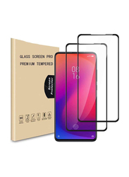 Huawei P30 Full Coverage 9H Hardness HD Transparent Scratch-Resistant Tempered Glass Mobile Phone Screen Protector. 2 Pieces, Black/Clear