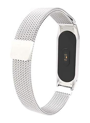 Replacement Bracelet Stainless Steel Milanese Loop Magnet Strap for Xiaomi Mi Band 3, Silver