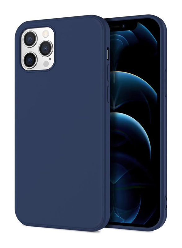 X-Level Apple iPhone 12 Pro Max 6.7-Inch Silicone Slim Thin Soft Gel Rubber Camera Protection Anti-Slip Anti-Scratch Microfiber Lining Cushion Shockproof Case Cover, Navy Blue