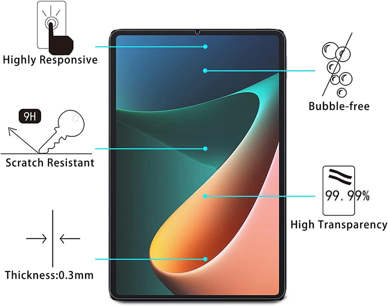 Xiaomi Pad 5/5 Pro 11-inch 9H 2.5D Explosion-Proof Film Tempered Glass Tablet PC Screen Protection, 2 Pieces, Clear