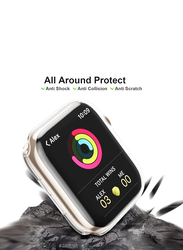 JZK Soft Slim TPU All Around Protective Shell Anti-Scratch Bumper Screen Protector Case for Apple Watch Series 9/8/7 41mm, 2 Pieces, Clear