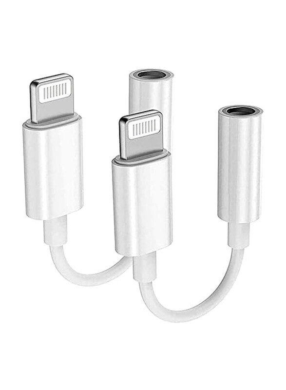 

Generic 2-Pack Apple MFi Certified Aux Audio Adapter, Lightning to 3.5mm Headphone Jack for Smartphones/Tablets, White