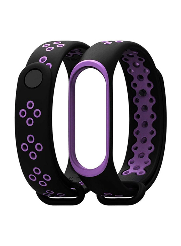 Mijoas Silicone Wristband Strap for Xiaomi Mi Band 3, Purple/Black