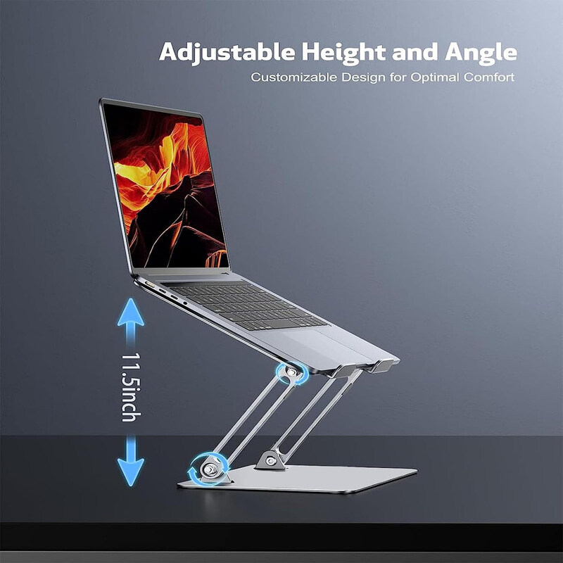 Foldable Height Adjustable Ergonomic Computer Stand, Silver