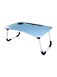 Folding Bed Laptop Desk with Cup Holder, Blue/White