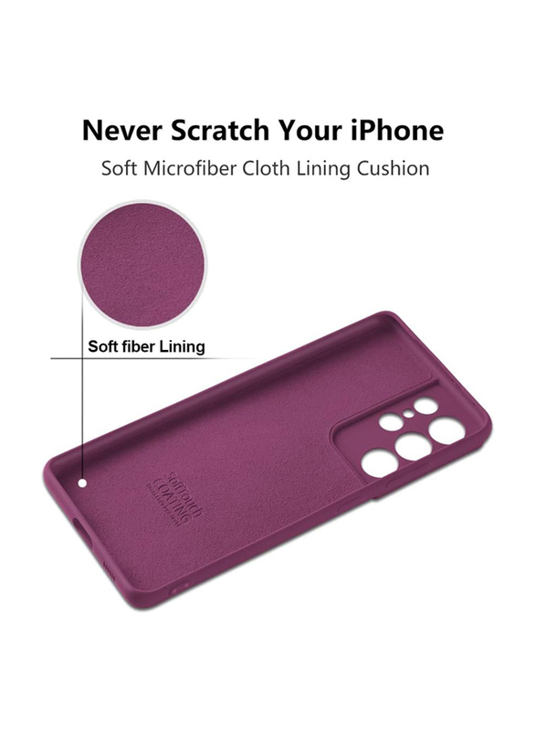 X-Level 6.8-inch Samsung Galaxy S21 Ultra (2021) Dynamic Series Ultra-Thin Soft Silicone Gel Rubber Shockproof Anti-Scratch Mobile Phone Case Cover with Microfiber Lining Cushion, Wine Red