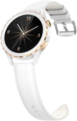 G-tab GT5 Pro 1.32 Inch Smartwatch for Women, White/Gold