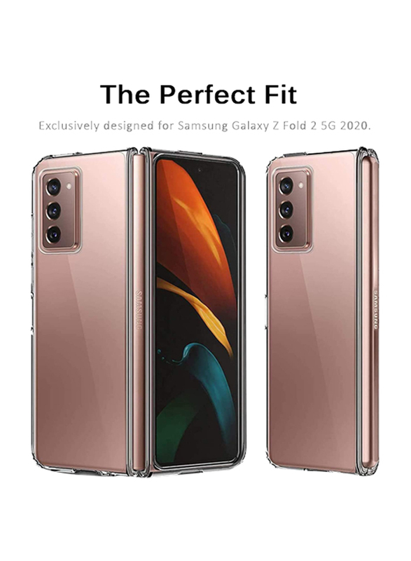 Samsung Galaxy Z Fold 2 5G Ultra-Thin PC + 9H Tempered Glass Shockproof Bumper Anti-Scratch Fashion Mobile Phone Case Cover, Clear