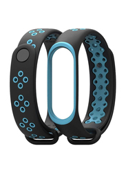 Injoy Newest Sports Durable TPU Silicone Replacement Wristband Anti-Off Waterproof Bracelet Strap Band for Xiaomi Mi Band 4, Black/Blue