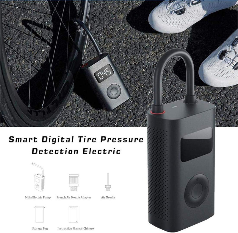 Smart Portable Digital Tire Pressure Detection Electric Inflator Pump for Xiaomi Mijia Bike/Motorcycle/Car/Football, Black