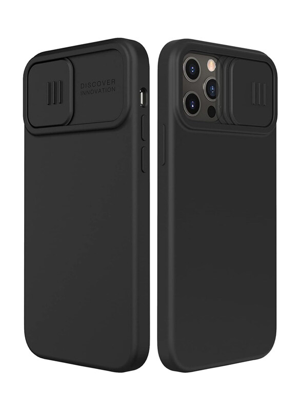 

Nillkin Apple iPhone 12 Pro Max Cam Shield Silky Liquid Silicone Mobile Phone Case Cover with Camera Cover, Black