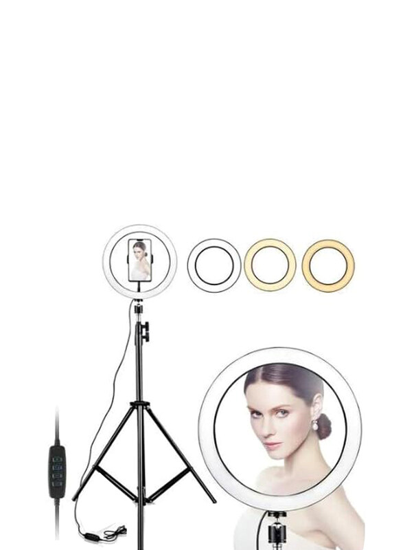 

Generic kiaitre 10-Inch Selfie Ring Light with 210CM Long Tripod Stand & Cell Phone Holder, Black