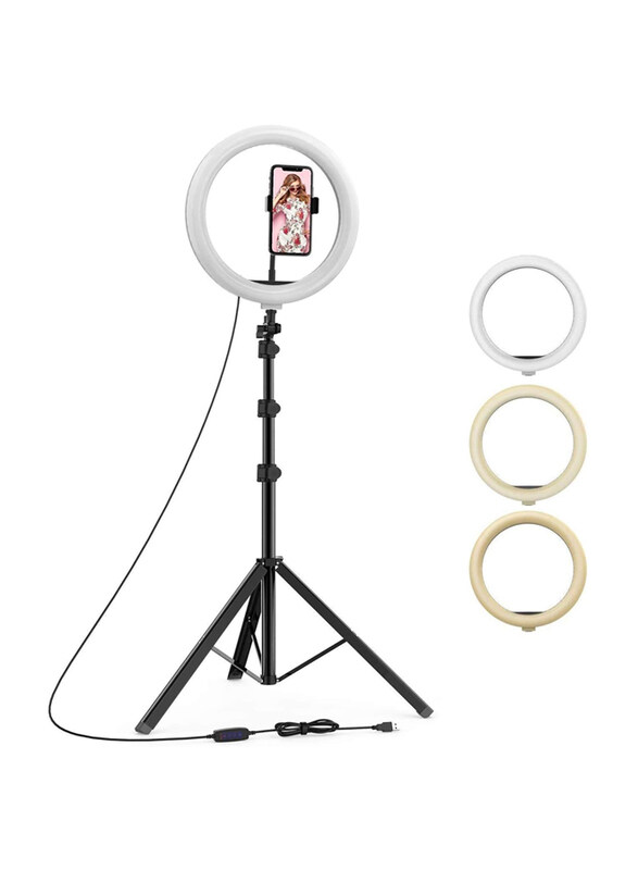 

Generic Movcton 18-Inch Ring Light With Stand 3 Colour Modes Dimmable Led Ring Light With Tripod Stand, Black