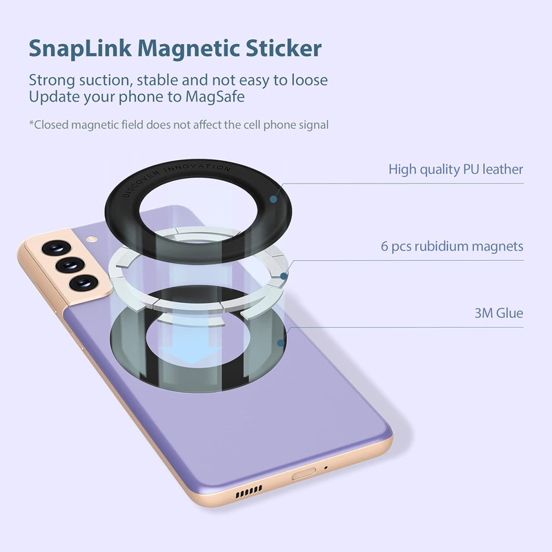 Nillkin Universal SnapLink Magsafe Ring Magnetic Wireless Charging Conversion Kit, 2 Pieces, Black