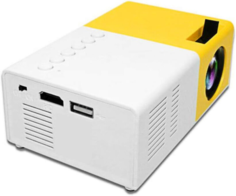 Mini Pocket LED Projector Portable with Remote, White/Yellow