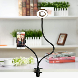 Upgraded 3.5-inch LED Selfie Ring Light with Flexible Arm Desk Mount Clamp Phone Holder, Black