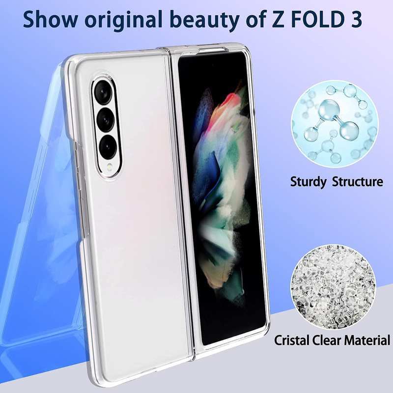 Samsung Galaxy Z Fold 3 5g Ultra-thin Hard PC Slim Design Shockproof Anti-Scratch Anti-Fingerprint Mobile Phone Case Cover, Transparent