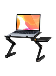 Height Adjustable Laptop Stand with Mouse Mat, Black