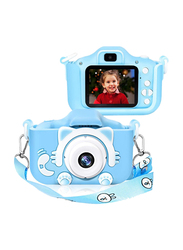 Kid's Digital Dual Screen Anti-Drop Cartoon Camera Selfie Camera with 32GB SD Card, 20 MP, Blue