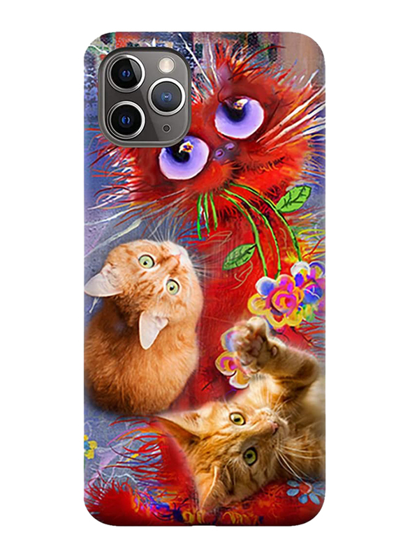 Apple iPhone 11 Pro Max Protective TPU Mobile Phone Case Cover with Cute Cats Design, Multicolour