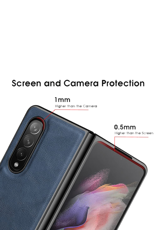 X-level Samsung Galaxy Z Fold 4 5G 2022 Ultra-Thin Slim Premium PU Leather Elegant Soft TPU Anti-Scratch Drop Protection Shockproof Folding Mobile Phone Case Cover, Blue