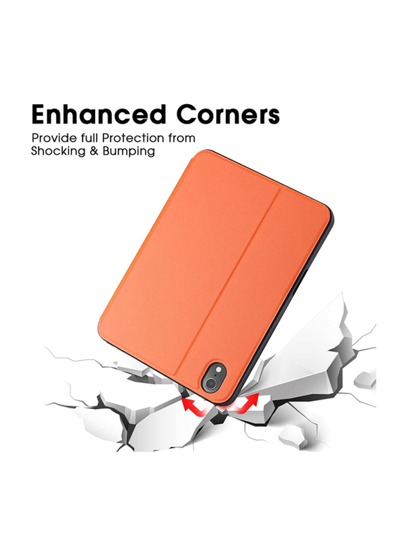 X-Level Apple iPad Mini 6 (6th Gen) 2021 8.3-Inch PU Leather Full Protective Shockproof Cover with Soft TPU Back and Auto Sleep/Wake with Pencil Holder, Orange