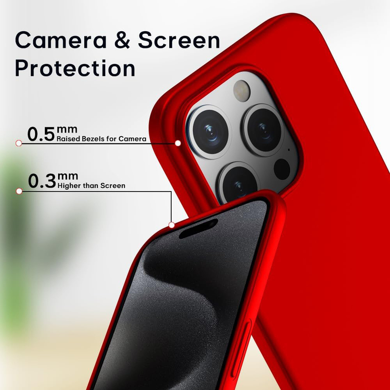 X-Level Apple iPhone 15 Pro 6.1-Inch 2023 Slim Fit Ultra-Thin Soft TPU Matte Finish Coating Guardian Series Back Case Cover, Red