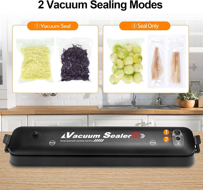 Single-Touch Portable Food Saver Vacuum Sealer Machine with 2-Functions, Black