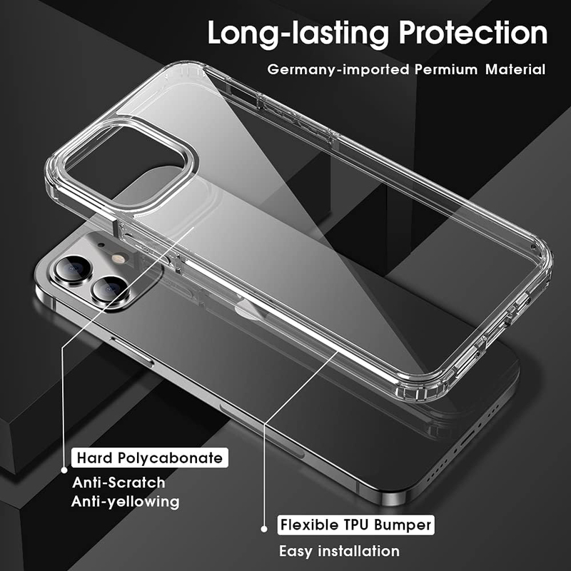 X-Level Apple iPhone 12/12 Pro 6.1-Inch Shockproof Transparent Slim Hard PC Back TPU Bumper Drop Protection Protective Mobile Phone Case Cover, Clear