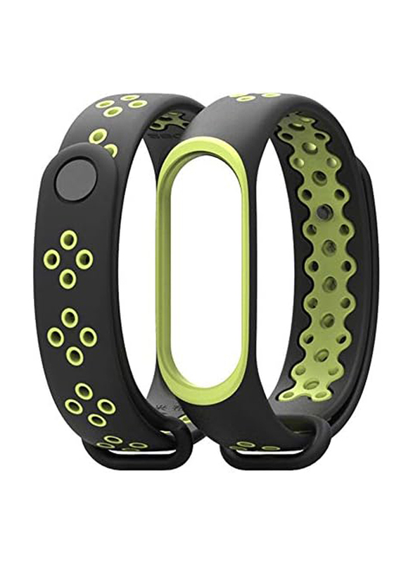 Soft TPU Bracelet Wristband Fashion Replacement Smart Band For Xiaomi Mi Band 3, Black/Green