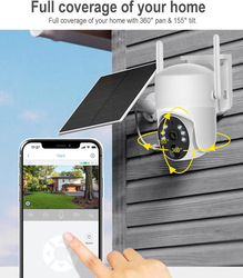 2K Solar Security Camera with AI Motion Detection & Siren, White