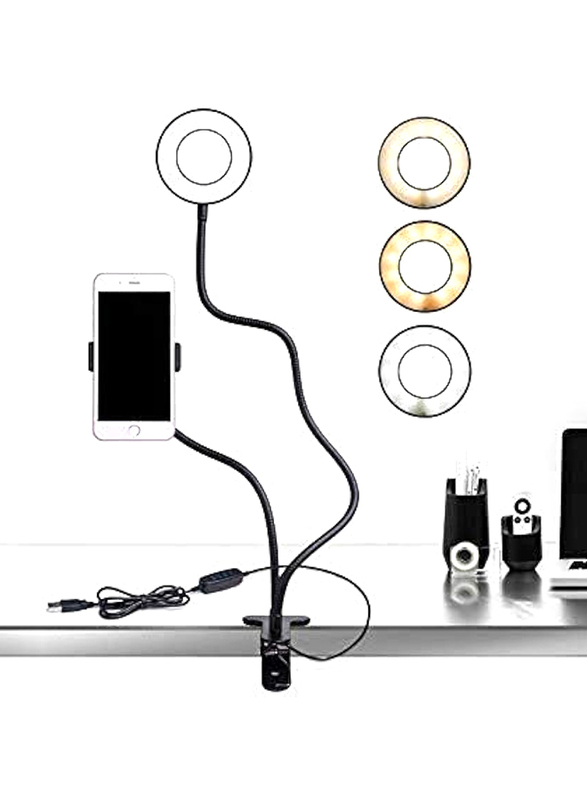 Scord Selfie Ring Light with Flexible Mobile Phone Holder Lazy Bracket, Black