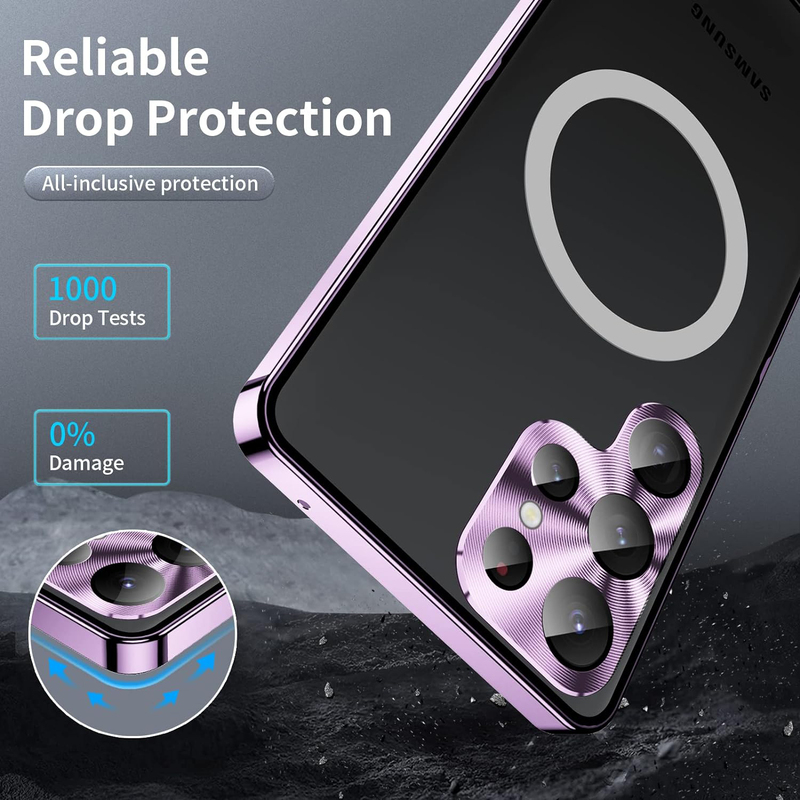 Samsung Galaxy S23 Ultra 5g Metal Magsafe Wireless Charger Translucent Matte Magnetic Mobile Phone Case Cover with Camera Lens Protection, Purple