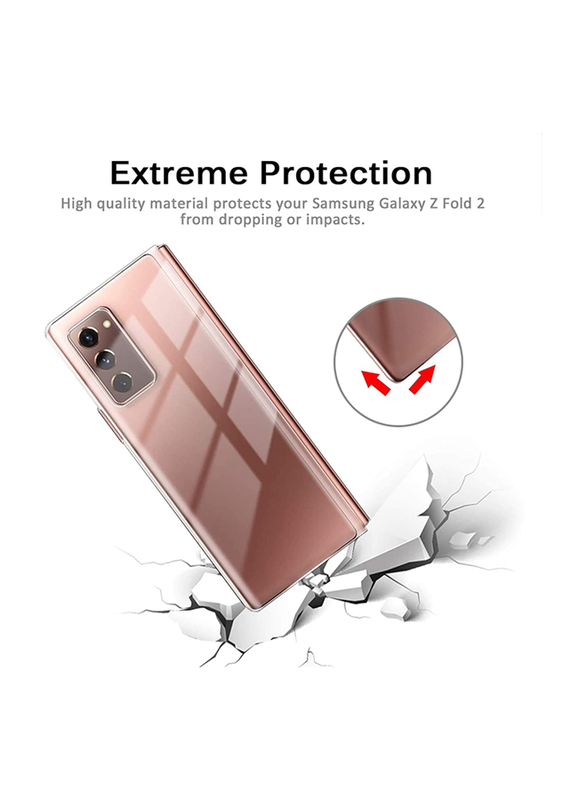 Samsung Galaxy Z Fold 2 5G Ultra-Thin PC + 9H Tempered Glass Shockproof Bumper Anti-Scratch Fashion Mobile Phone Case Cover, Clear