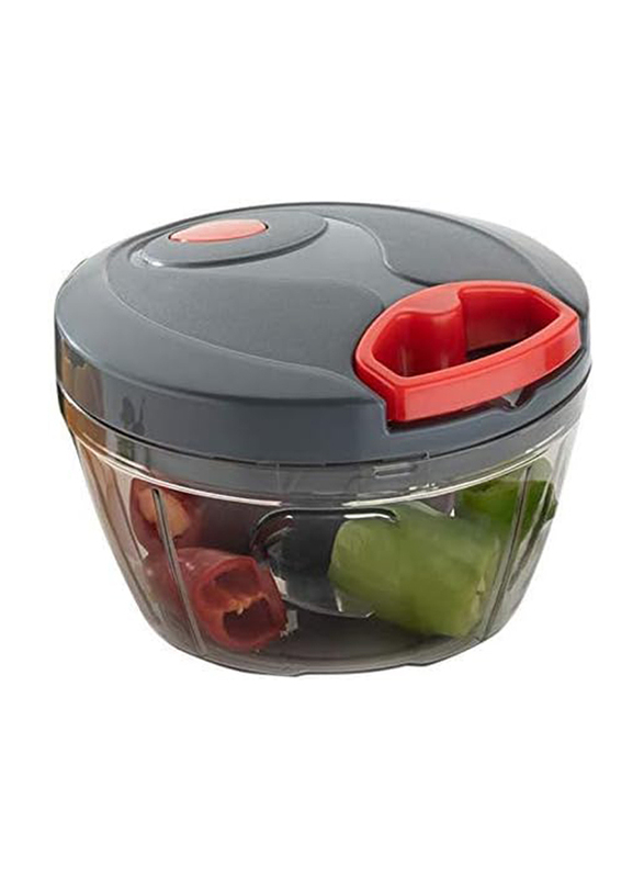 Manual Powerful Easy Pull Upgraded Hand Held Vegetable Chopper, Black/Red