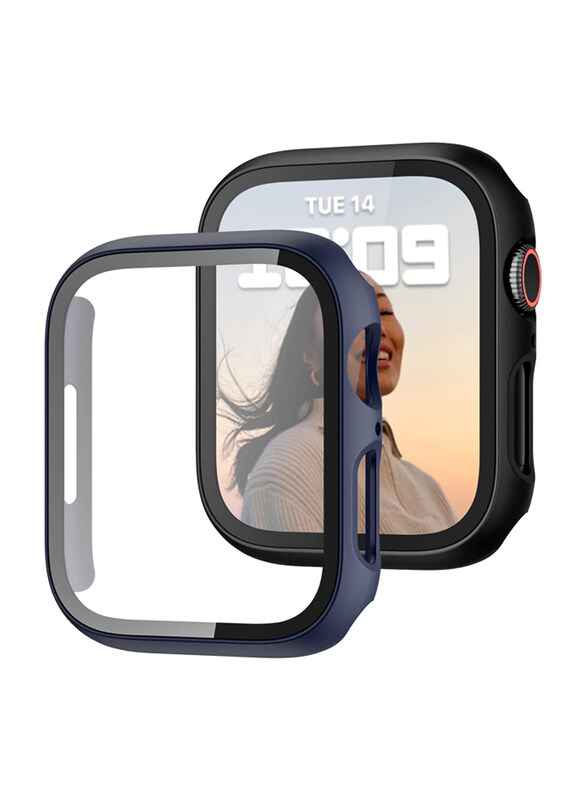 

JZK Slim Guard Bumper Full Coverage Hard PC HD Ultra-Thin Case with Tempered Glass Screen Protector for Apple Watch Series 6/5/4/SE & iWatch 40mm, 2 P