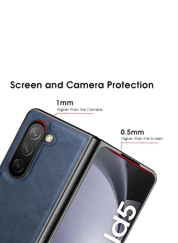 X-level Samsung Galaxy Z Fold 5 5G Ultra Thin PU Premium Leather Soft TPU Durable Shockproof Protective Classic Slim Mobile Phone Case Cover, Blue