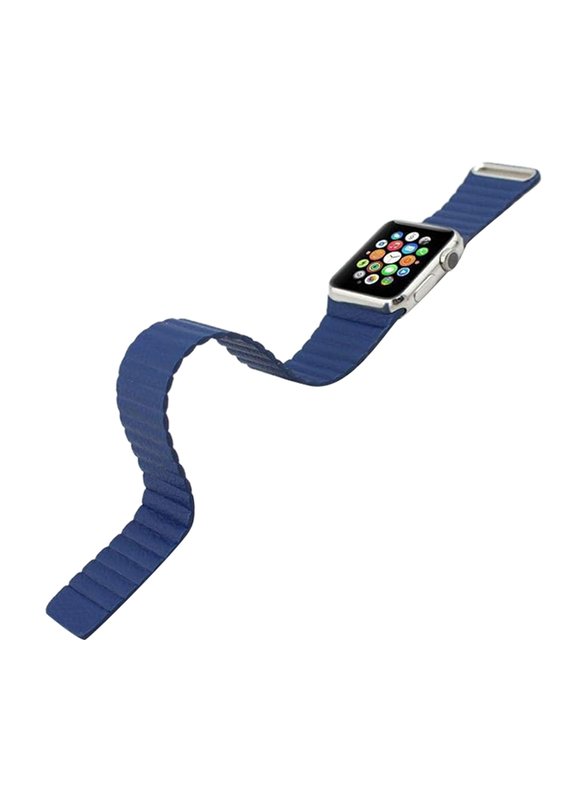 Ozone Magnetic Leather Wrist Loop Strap for Apple Watch 42mm, Midnight Blue