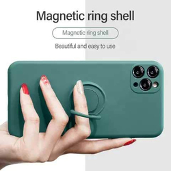 Apple iPhone 11 Pro Scratch-Proof Shockproof Soft Protective Silicone Mobile Phone Case Cover with 360°Rotating Ring Holder, Green