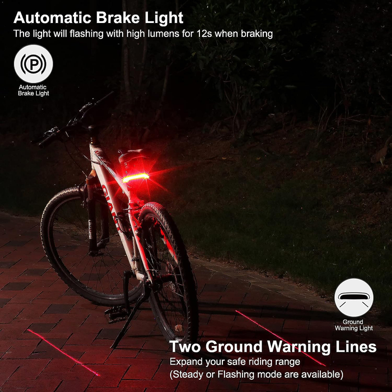 Meilan IPX6 Waterproof Bicycle Taillight with Turn Signals & Brake Light USB Rechargeable Bike Rear Light Bluetooth Remote Control, Black